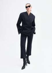 Sculptural Collarless Blazer in Scuba  - Black - CO Collections